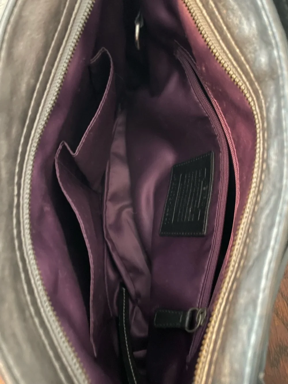 Gorgeous rare Coach shoulder bag. Black and shades of gray patchwork. - Picture 8 of 8